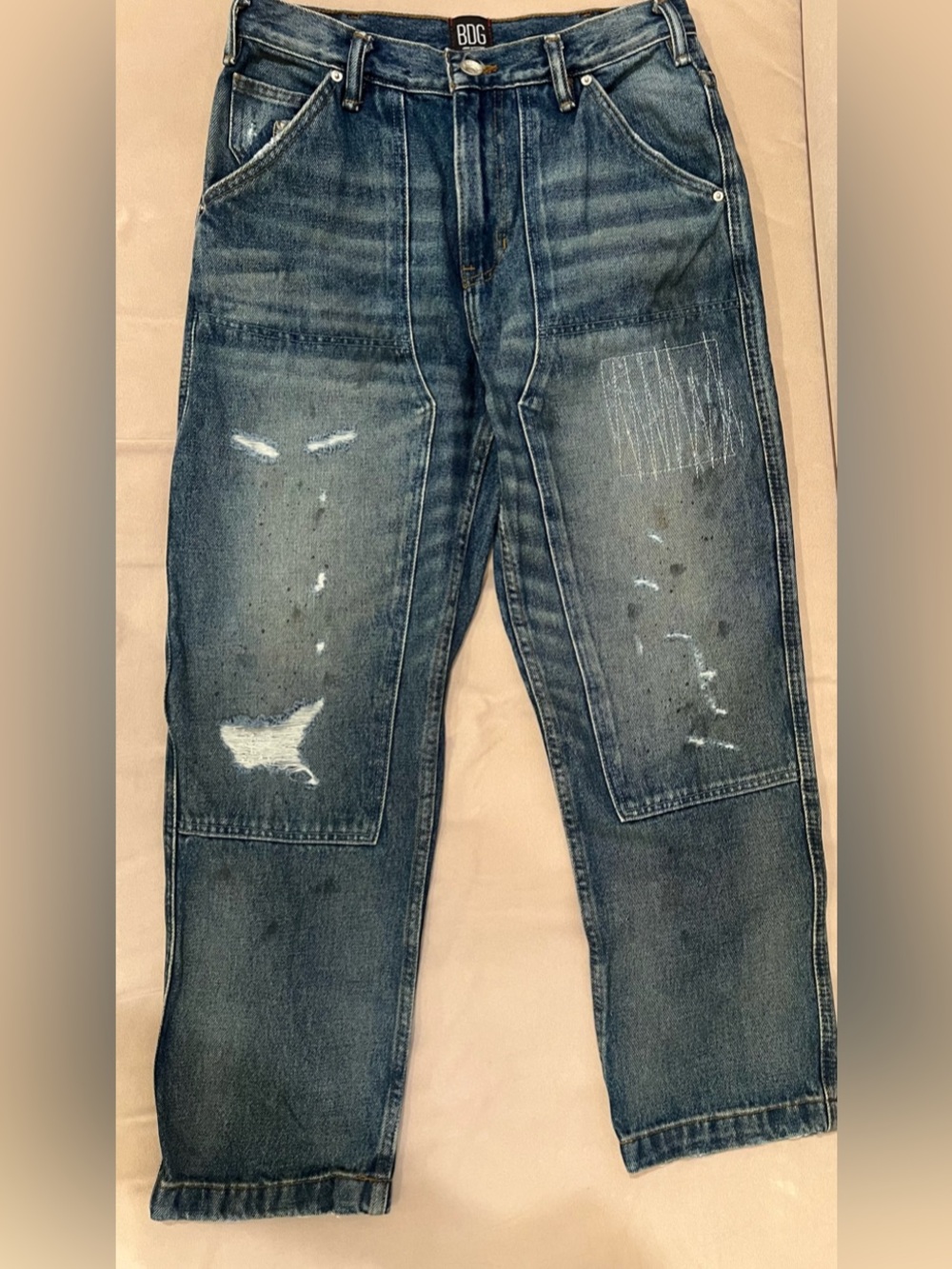BDG Heavy Wash Double Knee Work Jean Men's Blue Jeans Waist 29